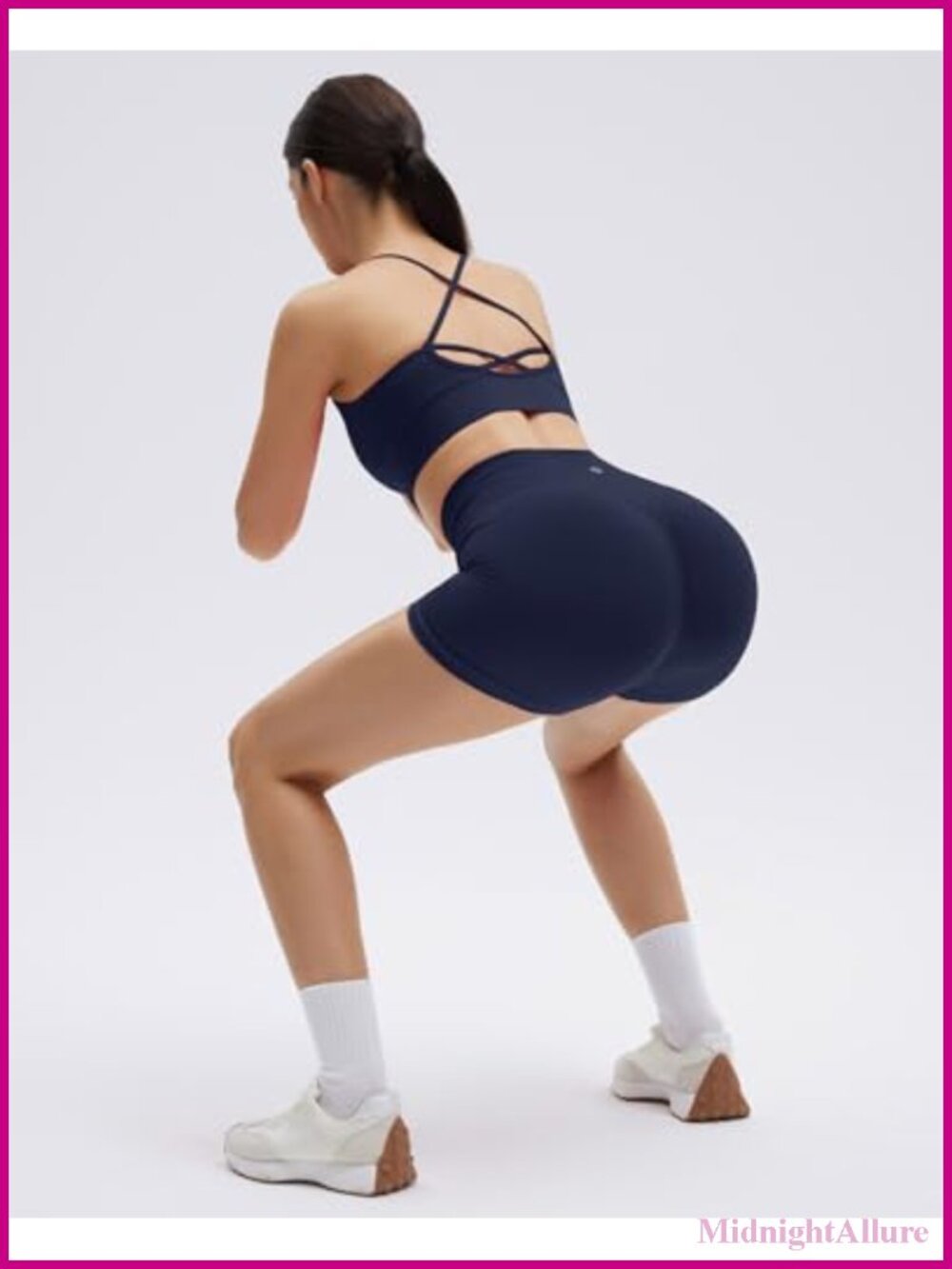 Seamless 2 Piece Workout Set Criss Cross Sports Bra High Waist Booty Shorts - Picture 3 of 6